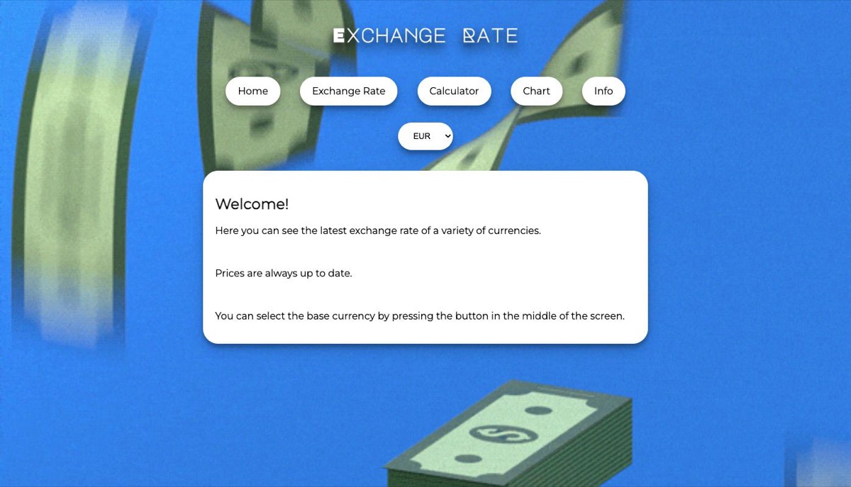 An exchange rate web app with live currency conversion
